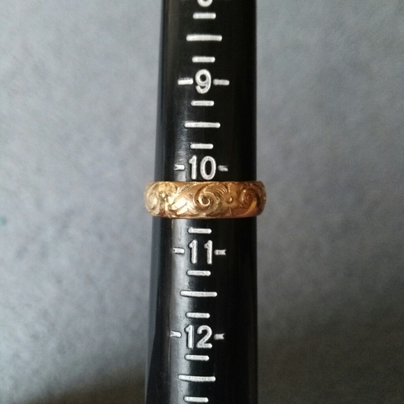 14K Yellow Gold~Filled Handmade Floral Band Ring - Picture 3 of 6